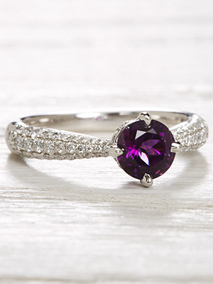 Amethyst and Diamond Vintage Style Engagement Ring