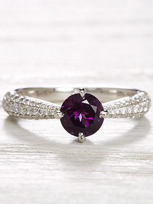 Amethyst and Diamond Vintage Style Engagement Ring