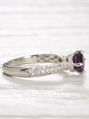 Amethyst and Diamond Vintage Style Engagement Ring