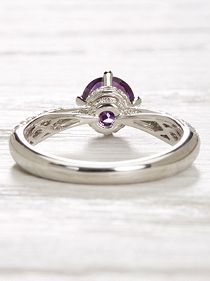 Amethyst and Diamond Vintage Style Engagement Ring