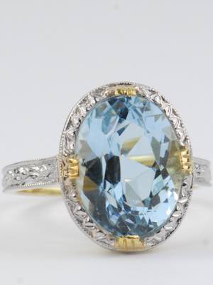 1960's Vintage Aquamarine Engagement Ring, RG-3630