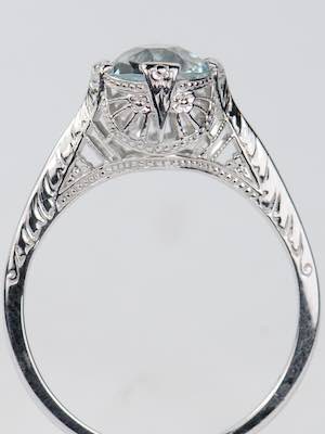 Antique Aquamarine Engagement Ring with Filigree