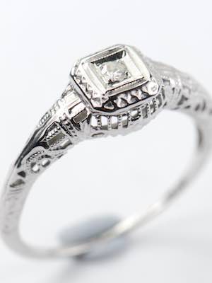 Edwardian Antique Filigree Engagement Ring