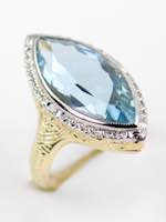 Vintage Aquamarine Ring with Orange Blossom Motif