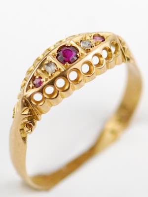 Vintage Wedding Ring with Rubies