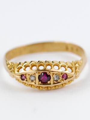 Vintage Wedding Ring with Rubies
