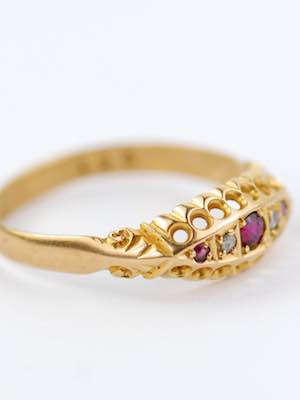 Vintage Wedding Ring with Rubies