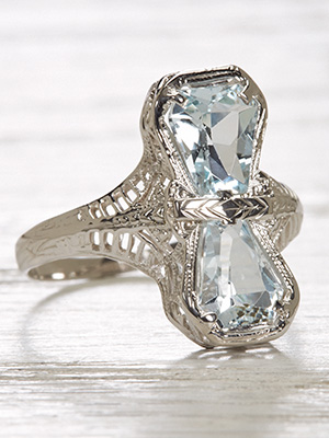 Aquamarine and Filigree Antique Cocktail Ring