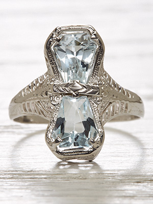 Aquamarine and Filigree Antique Cocktail Ring