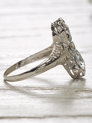 Aquamarine and Filigree Antique Cocktail Ring