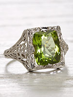 Antique Peridot Cocktail Ring with Filigree