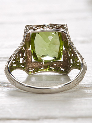 Antique Peridot Cocktail Ring with Filigree