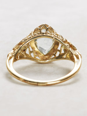 Antique Aquamarine Ring with Bird Motif Trim