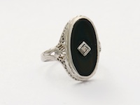 Black Onyx and Diamond Vintage Ring