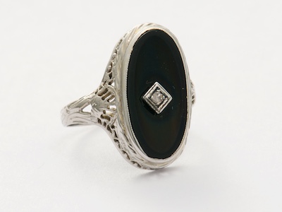 Black Onyx and Diamond Vintage Ring