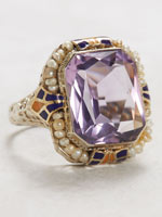 1930s Vintage Ring with Amethyst and Pearls