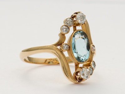 Art Nouveau Antique Aquamarine Ring