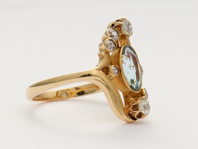 Art Nouveau Antique Aquamarine Ring