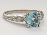 Aquamarine Antique Engagement Ring in Platinum