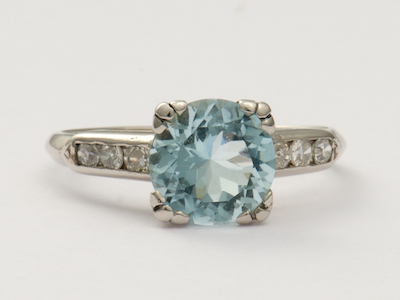 Classic Vintage Aquamarine Engagement Ring