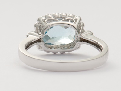 Aquamarine and Diamond Vintage Style Engagement Ring