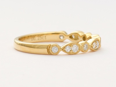 Yellow Gold and Diamond Vintage Style Wedding Ring