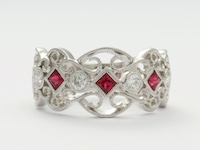 Ruby and Diamond Filigree Wedding Ring 