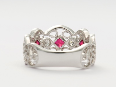 Ruby and Diamond Filigree Wedding Ring 