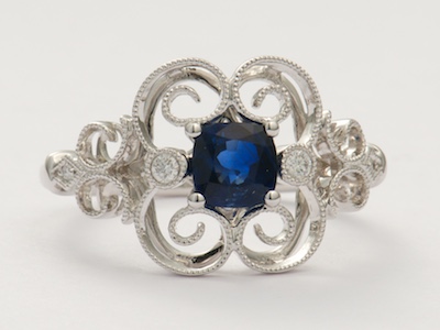 Swirling Filigree Vintage Style Engagement Ring