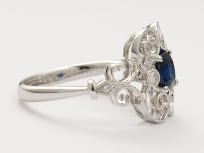 Swirling Filigree Vintage Style Engagement Ring