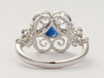 Swirling Filigree Vintage Style Engagement Ring 