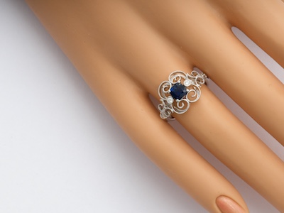 Swirling Filigree Vintage Style Engagement Ring