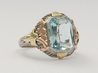 Hand Wrought Vintage Ring with Aquamarine