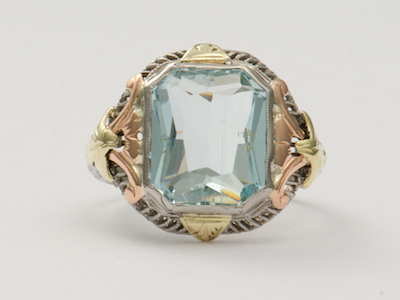 Hand Wrought Vintage Ring with Aquamarine