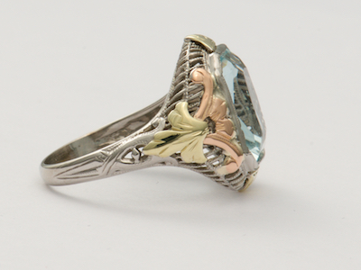 Hand Wrought Vintage Ring with Aquamarine