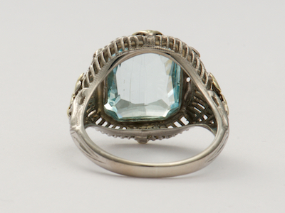 Hand Wrought Vintage Ring with Aquamarine