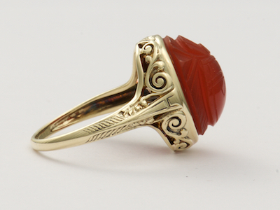 Carnelian Scarab Antique Ring