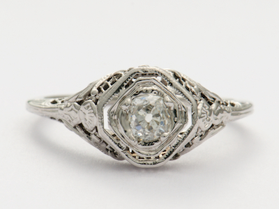 Old Mine Cut Diamond Antique Engagement Ring