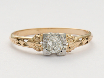 Vintage Engagement Ring with Floral Trim