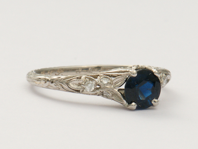 Antique Engagement Ring with Sapphire