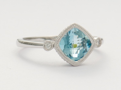 Vintage Inspired Engagement Ring in Shades of Blue