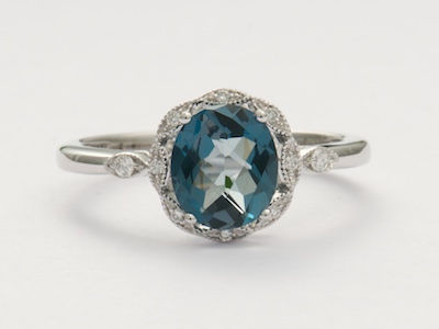 Blue as the Sky Vintage Inspired Engagement Ring