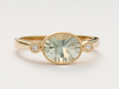 Engagement Ring in Pale Greens and Yellows