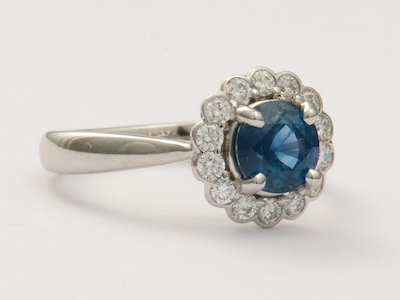 Vintage Inspired Diamond and Sapphire Engagement Ring