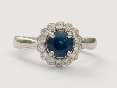 Vintage Inspired Diamond and Sapphire Engagement Ring