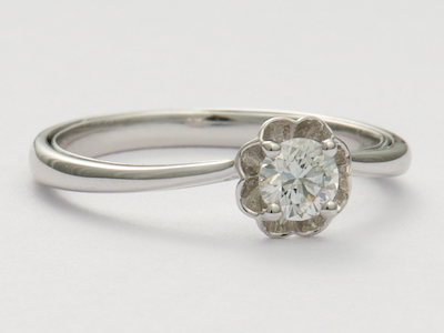 Charming Rose Petal Vintage Style Engagement Ring