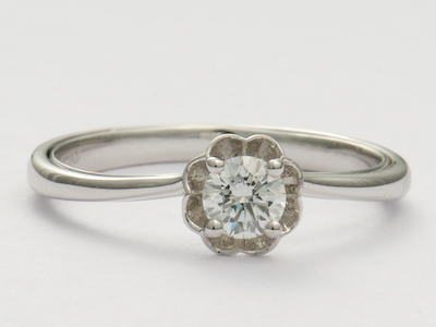 Charming Rose Petal Vintage Style Engagement Ring