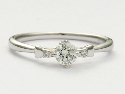 Vintage Style Diamond Engagement Ring with Bows