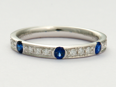 Blue Sapphire and Diamond Wedding Ring