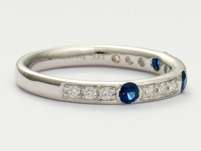 Blue Sapphire and Diamond Wedding Ring